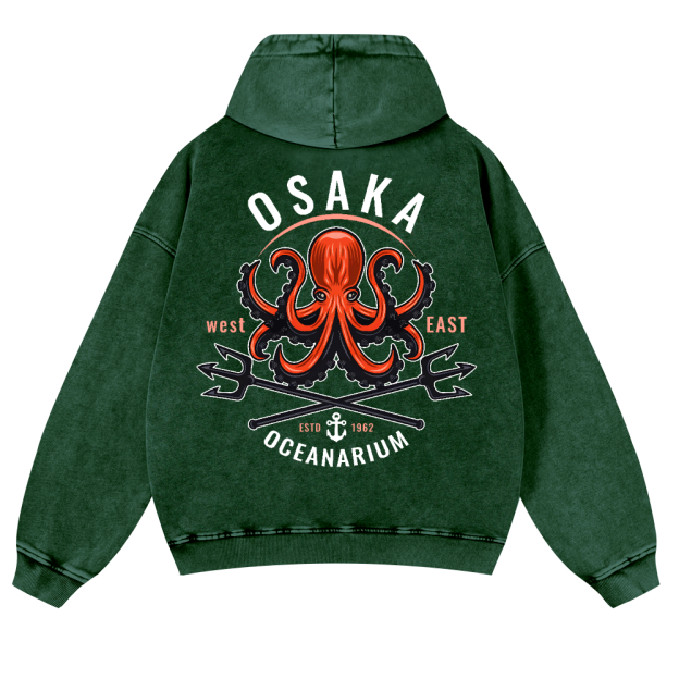 Osaka Octopus Vintage Washed Cotton Back Art Hoodie