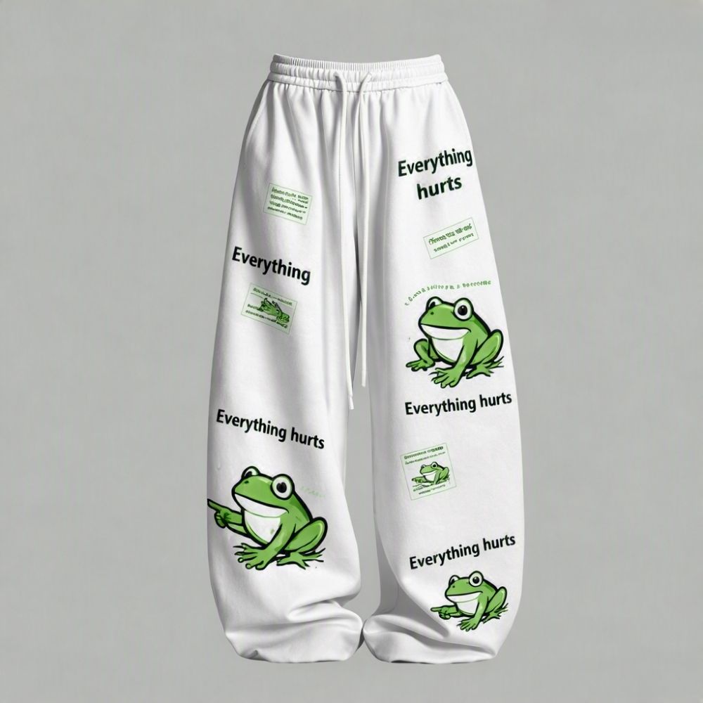 Meme Funny Frog Print Top & Elasticated Trousers Two-Piece Set