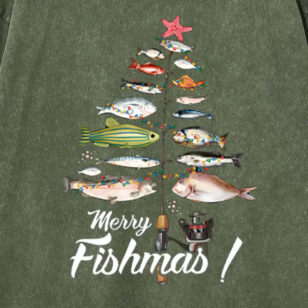 Merry Fishmas Print Unisex T-shirt