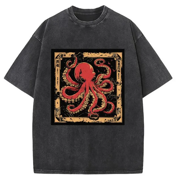 Retro Octopus Washed T-Shirt