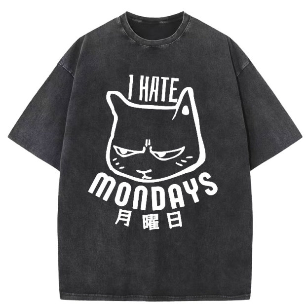 Cat Hate Monday Washed T-Shirt