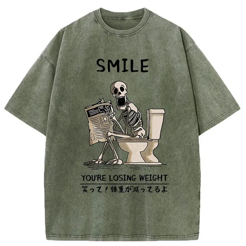 Skeleton Losing Weight Washed T-Shirt