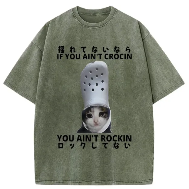 Funny Cat Meme Japan Washed T-Shirt