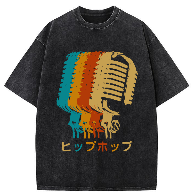 Vintage Hip-hop Mic Washed T-Shirt