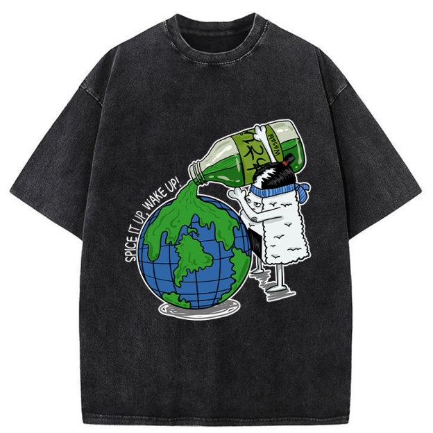 Funny Rice Ball With Wasabi Washed T-Shirt