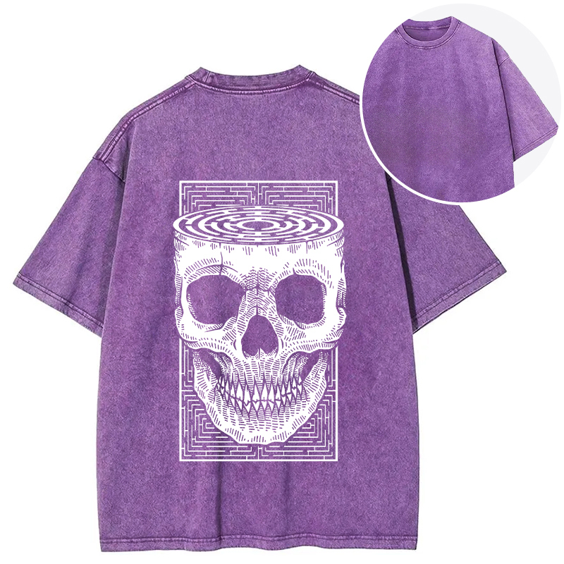 Horror Skull Back Washed T-Shirt