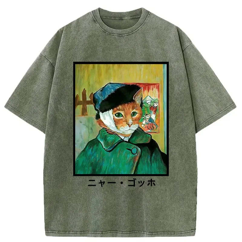 Meow Gogh Washed T-Shirt