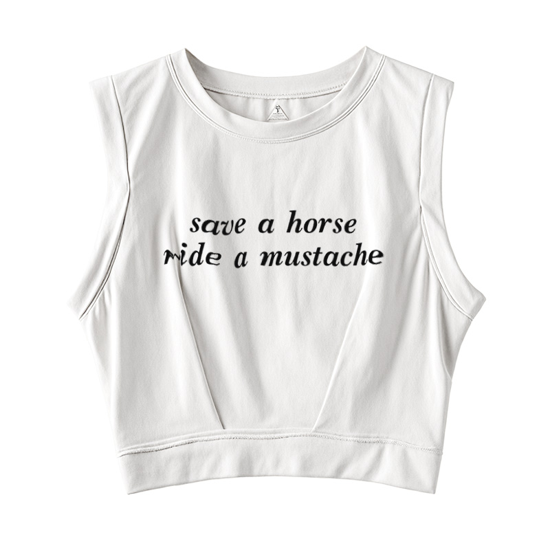  Save A Horse Ride A Mustache Sleeveless Crop Top