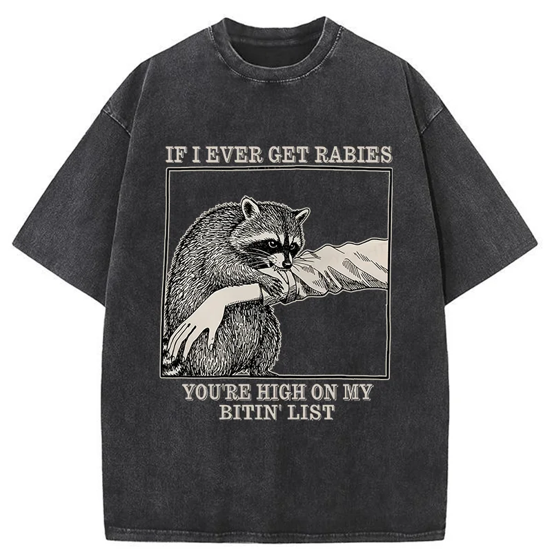 Unisex Raccoon Bites Washed T-Shirt
