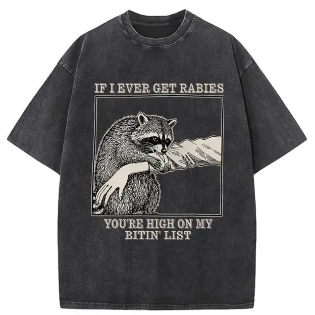 Unisex Raccoon Bites Washed T-Shirt