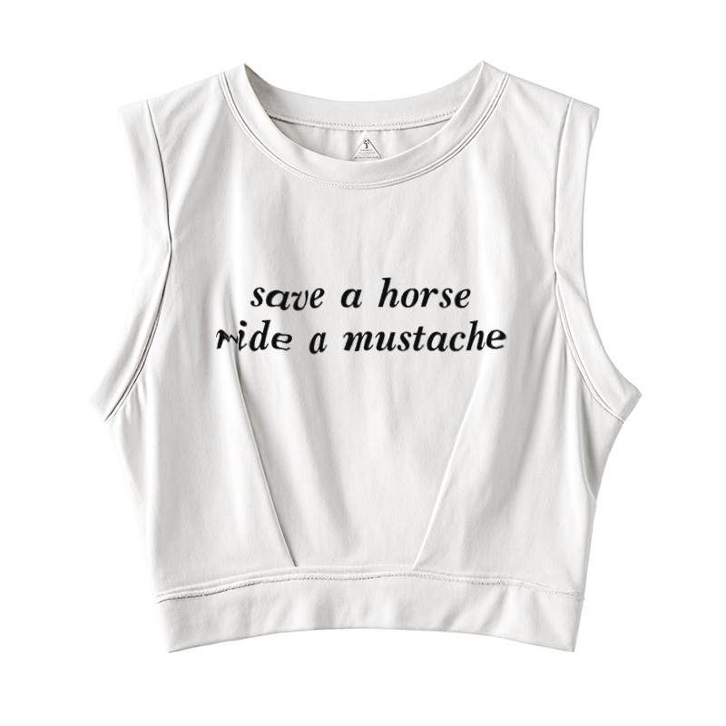  Save A Horse Ride A Mustache Sleeveless Crop Top