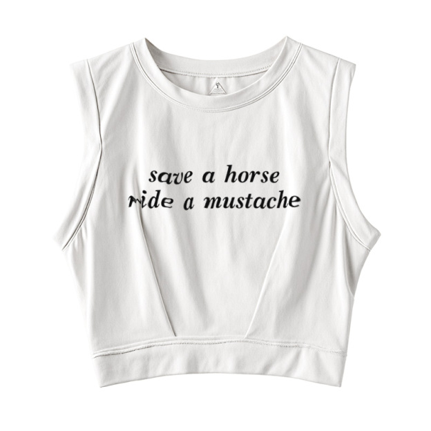  Save A Horse Ride A Mustache Sleeveless Crop Top