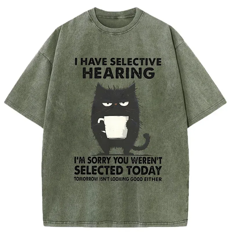 Unisex Selective Hearing Washed T-Shirt