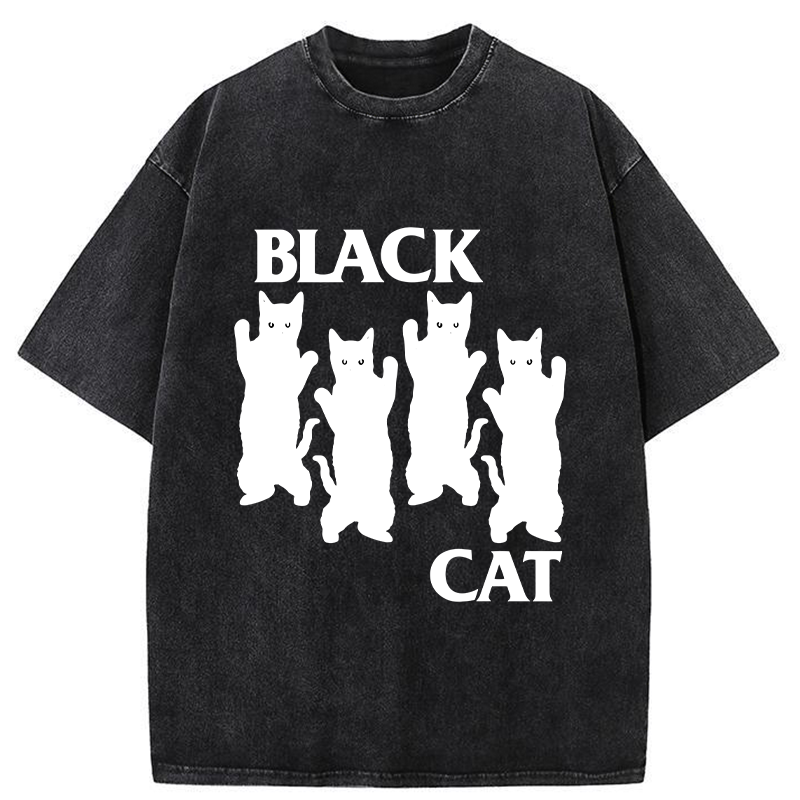 Four Black Cats Washed T-Shirt