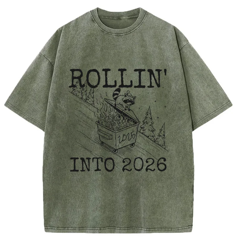 Unisex Rollin' Into 2026 Washed T-Shirt
