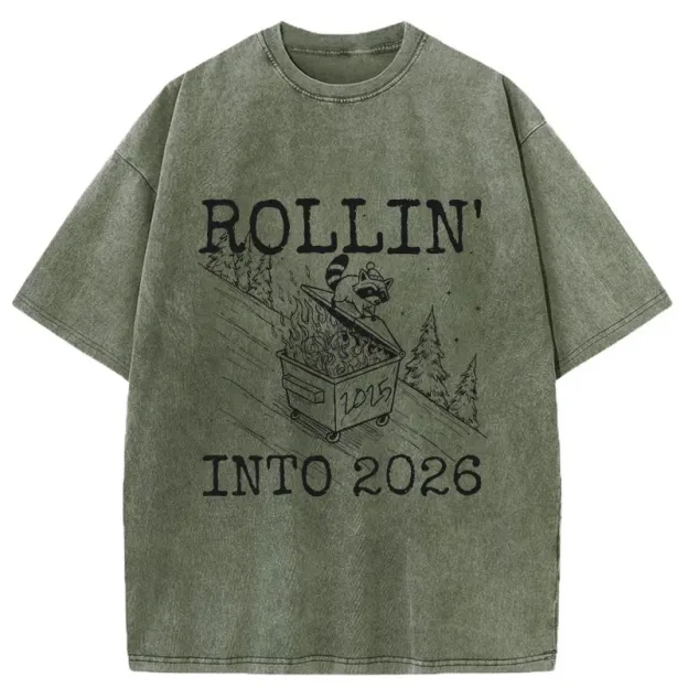 Unisex Rollin' Into 2026 Washed T-Shirt
