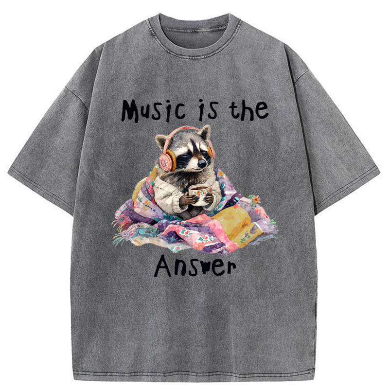 Unisex Music Is The Answer Washed T-Shirt