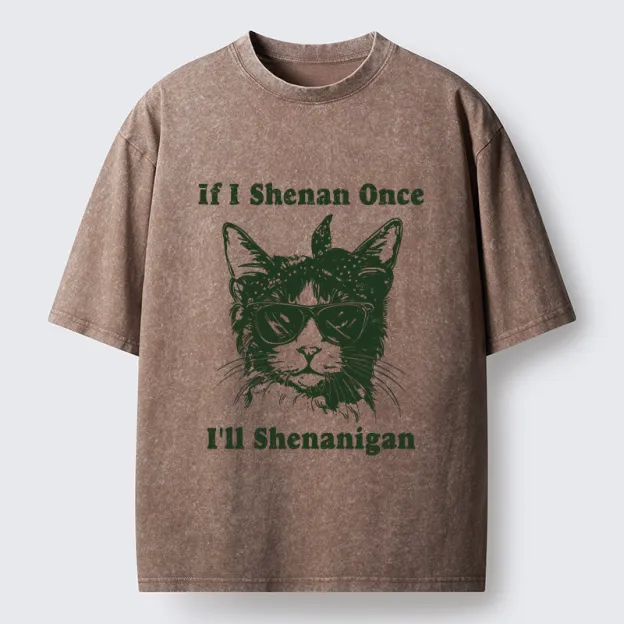 Unisex St. Patrick's Elegant Cat Washed T-Shirt