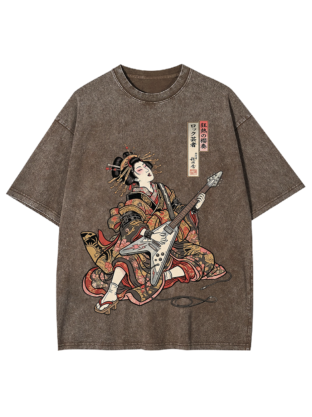 Unisex Geisha Riot Printed Washed Tee