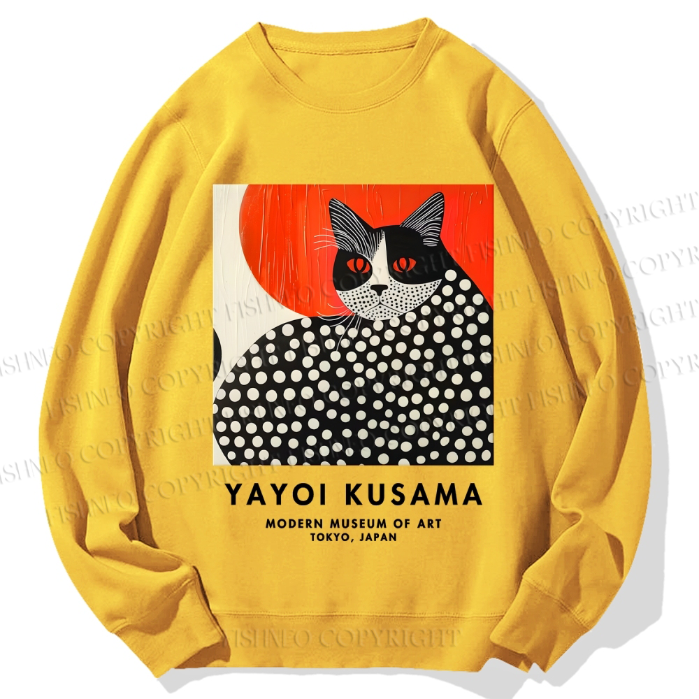 Unisex Yayoi Kusama Cat Printed Sweatshirt