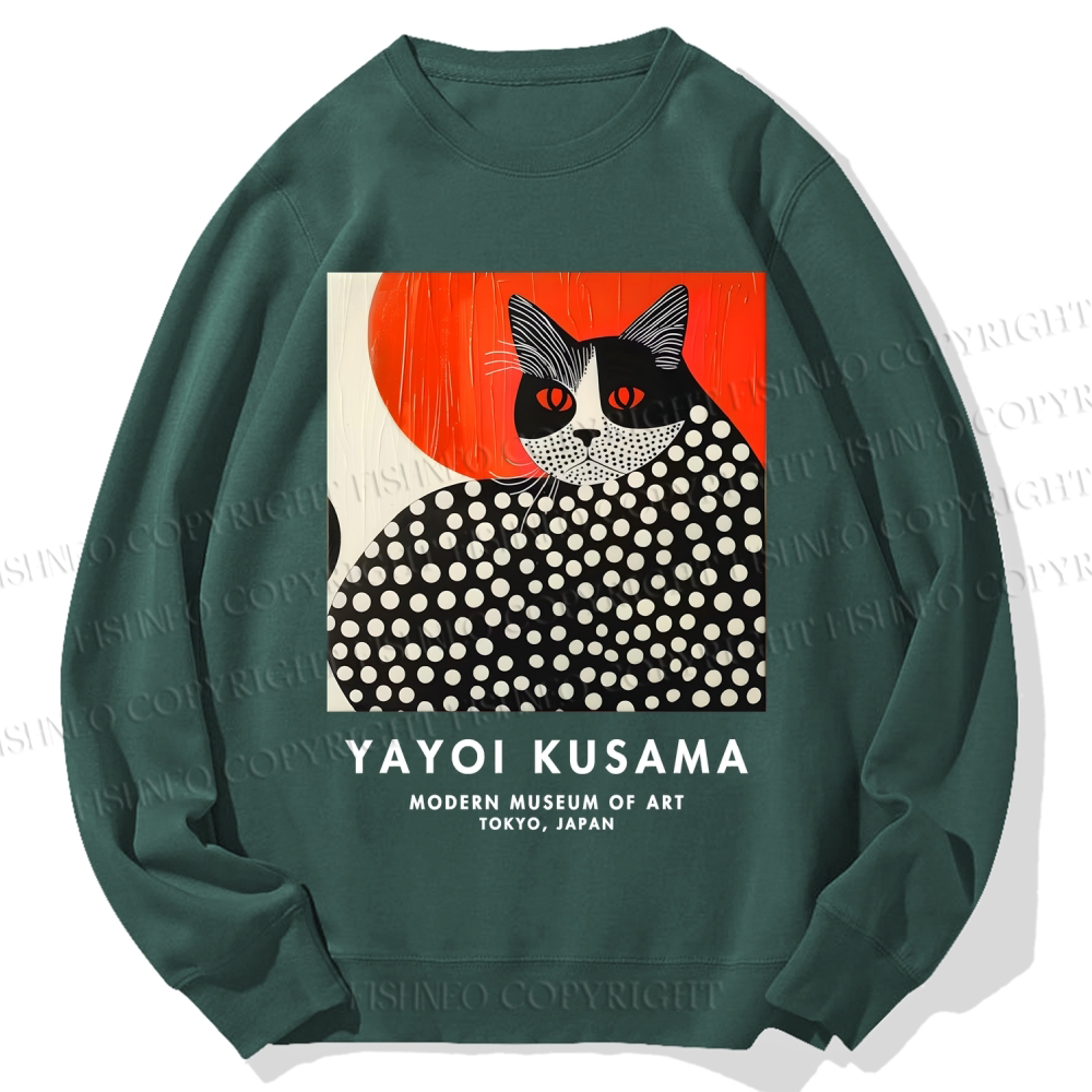 Unisex Yayoi Kusama Cat Printed Sweatshirt