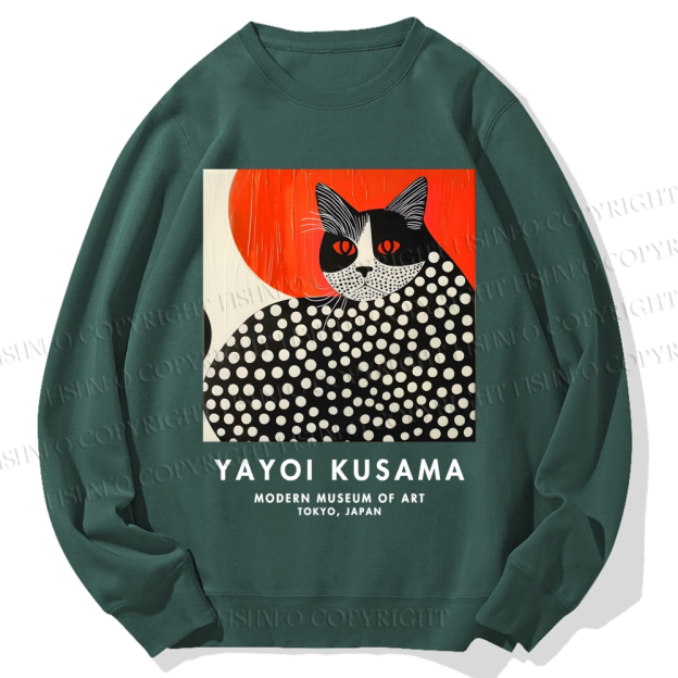 Unisex Yayoi Kusama Cat Printed Sweatshirt