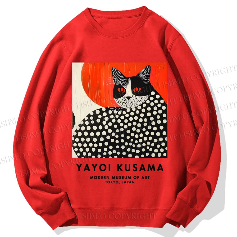 Unisex Yayoi Kusama Cat Printed Sweatshirt