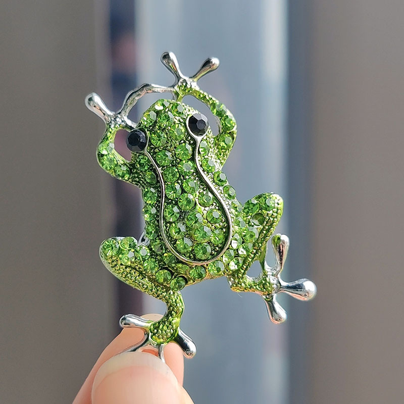 Stylish & Versatile Diamond Frog Pin