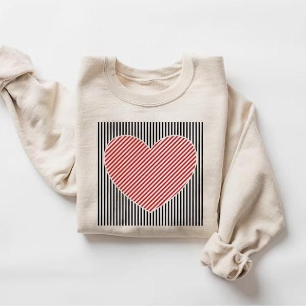 Retro Valentines Heart Printed Sweatshirt