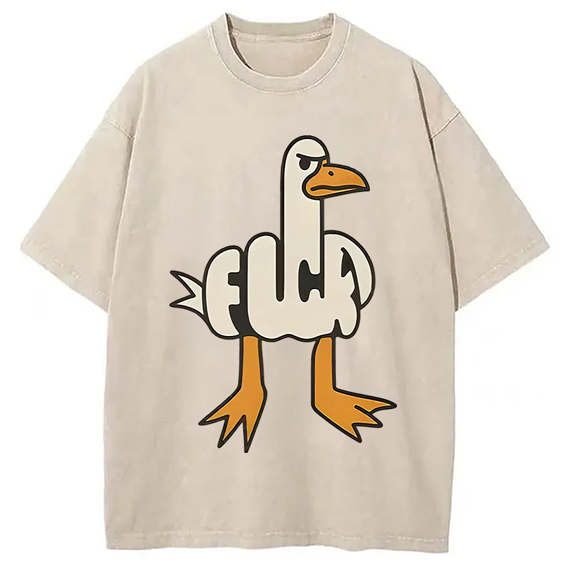 Tokyocanvas Angry Goose Funny Washed T-Shirt