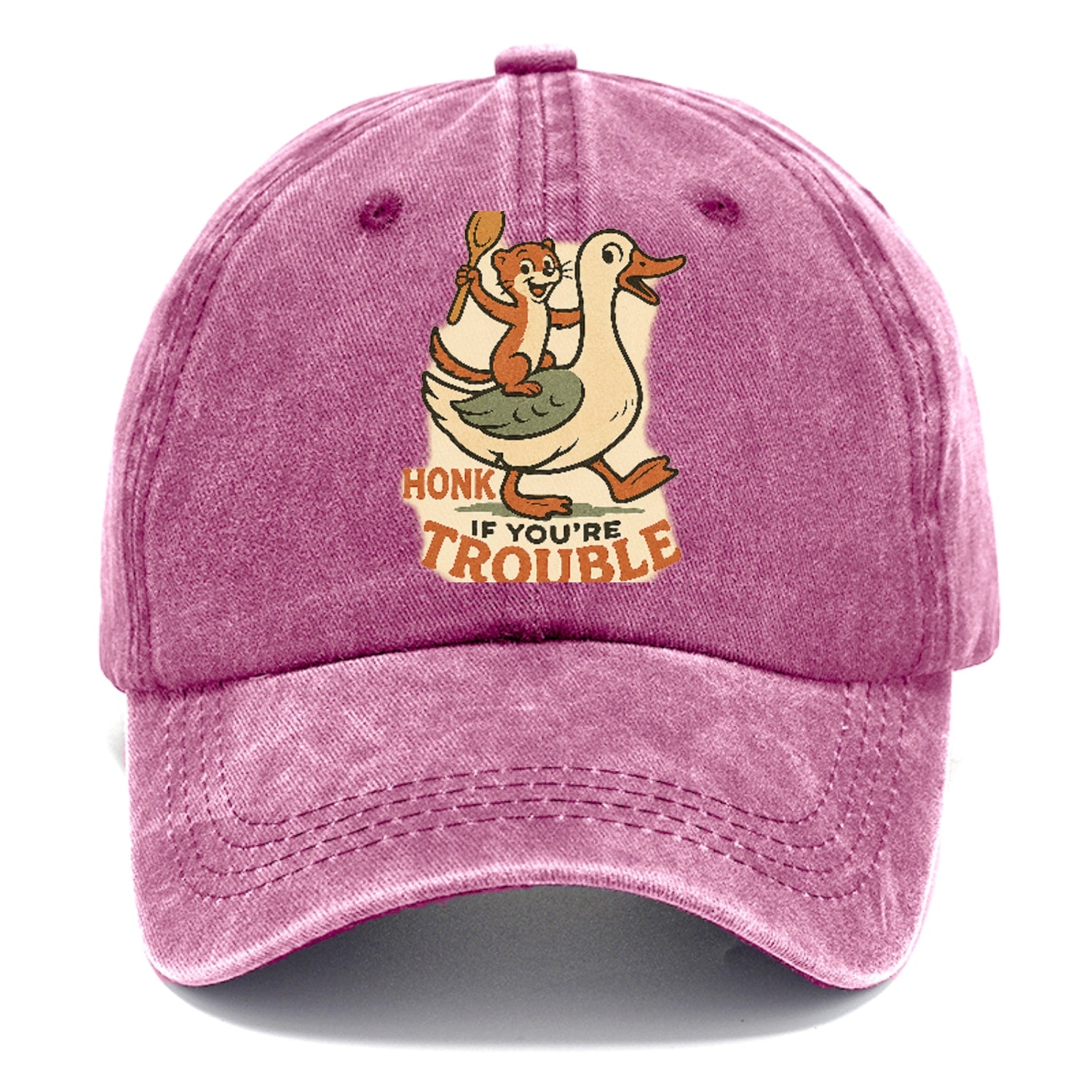 Trouble Cartoon Washed Cap