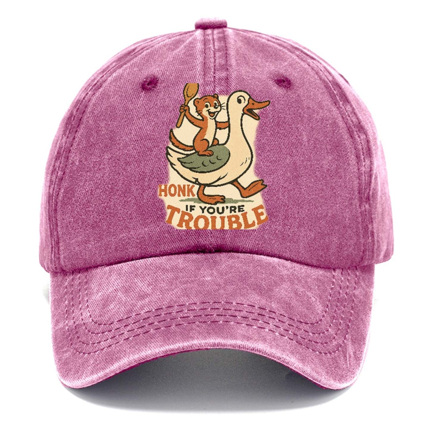 Trouble Cartoon Washed Cap