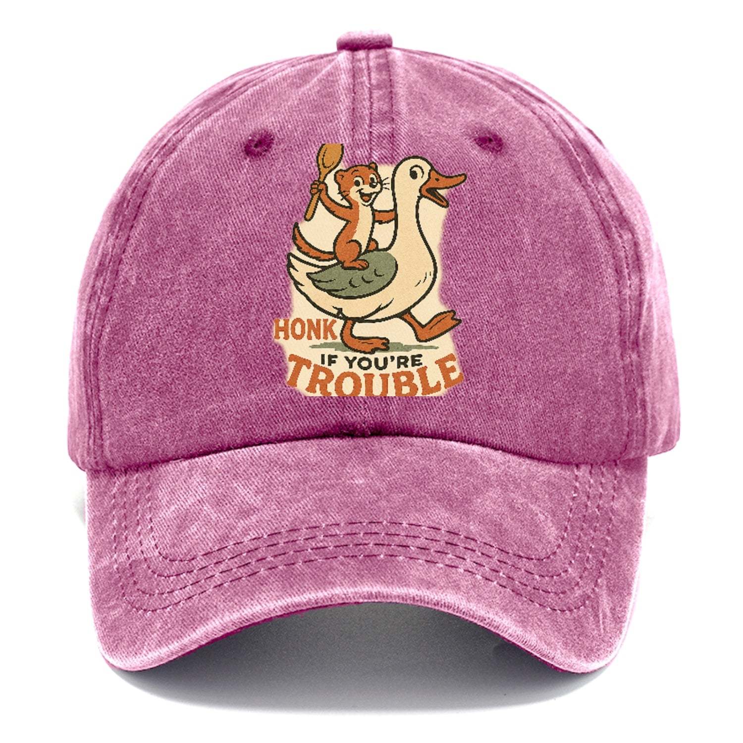 Trouble Cartoon Washed Cap