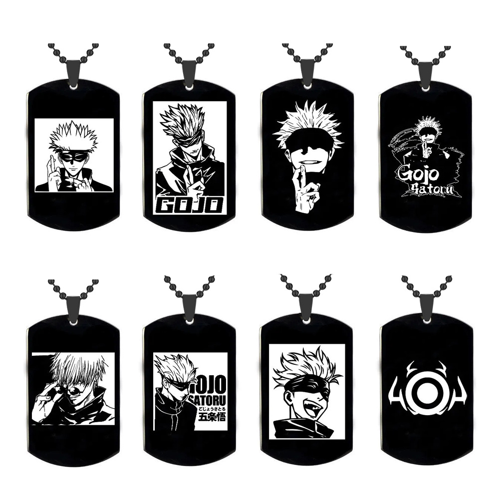 Animation Peripheral Accessories Spell Return Necklace Gojo Satoru Cartoon Character Image Stainless Steel Laser Engraving Pendant