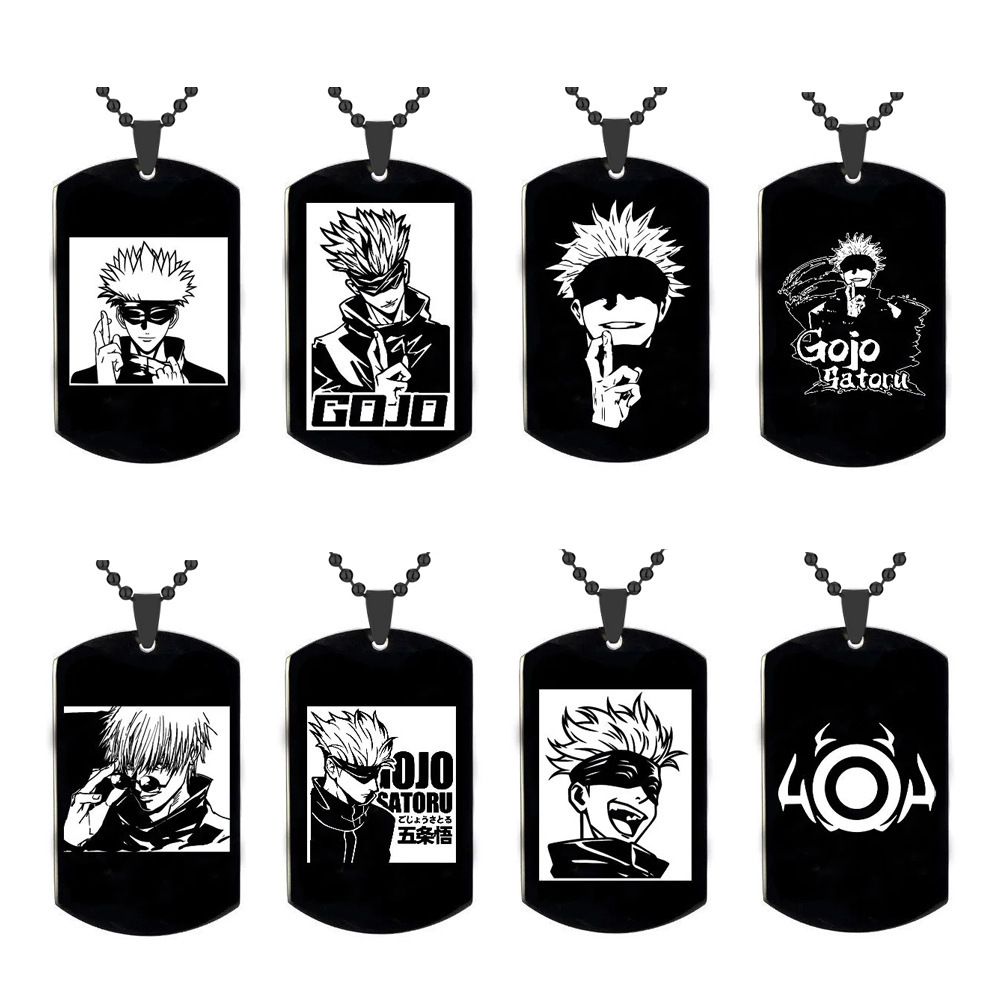Animation Peripheral Accessories Spell Return Necklace Gojo Satoru Cartoon Character Image Stainless Steel Laser Engraving Pendant
