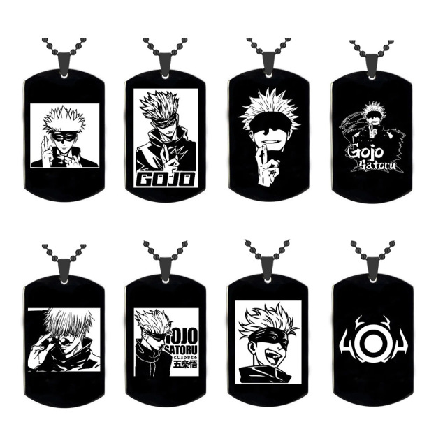 Animation Peripheral Accessories Spell Return Necklace Gojo Satoru Cartoon Character Image Stainless Steel Laser Engraving Pendant