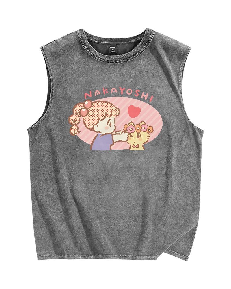Good friend(nakayoshi) Vintage Distressed Washed Tank Top