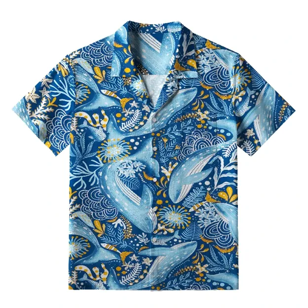  Whales In The Ocean Hawaiian Shirt