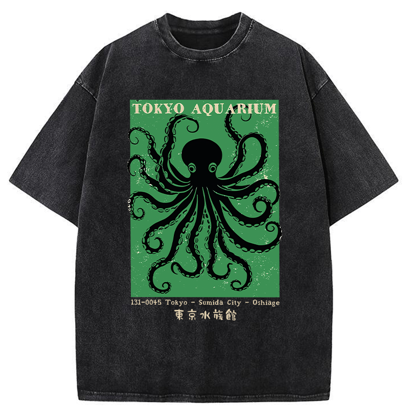 Unisex Tokyo Japanese Aquarium Washed T-Shirt