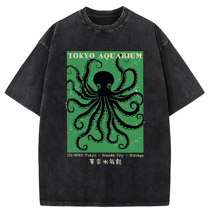 Unisex Tokyo Japanese Aquarium Washed T-Shirt
