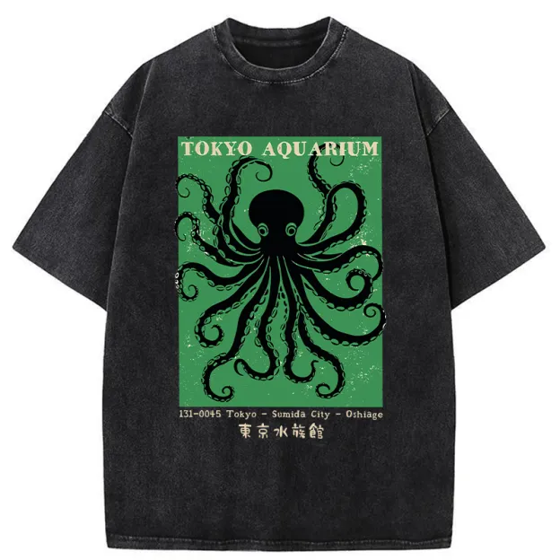 Unisex Tokyo Japanese Aquarium Washed T-Shirt