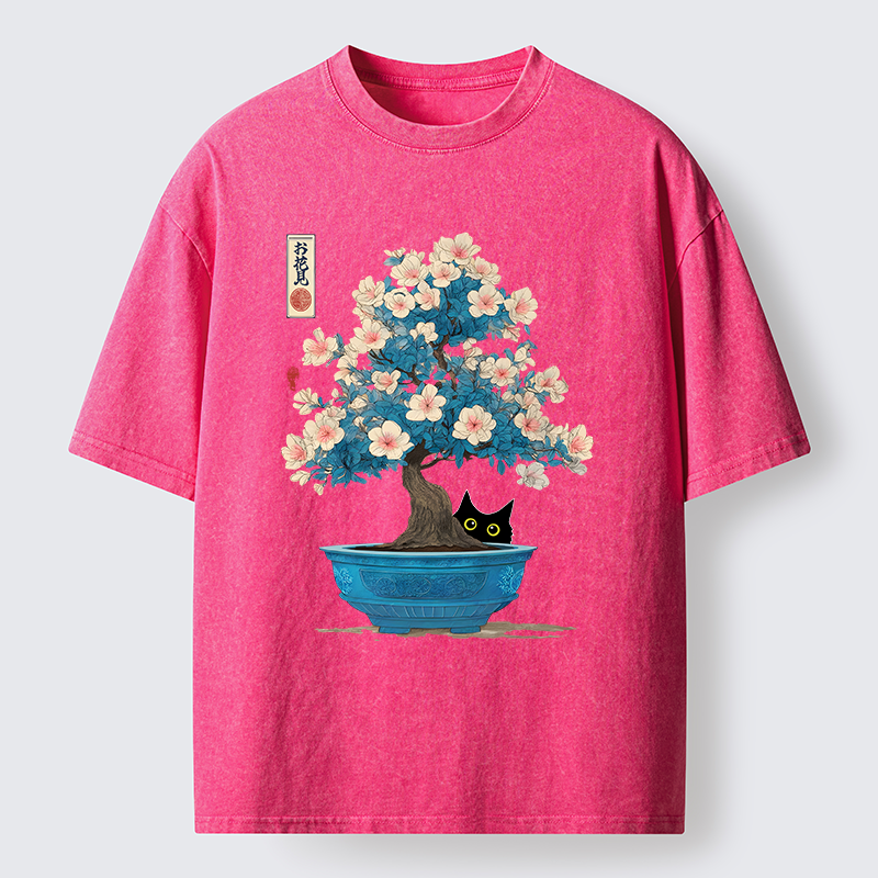 Unisex Japanese Bonsai Art Washed T-Shirt