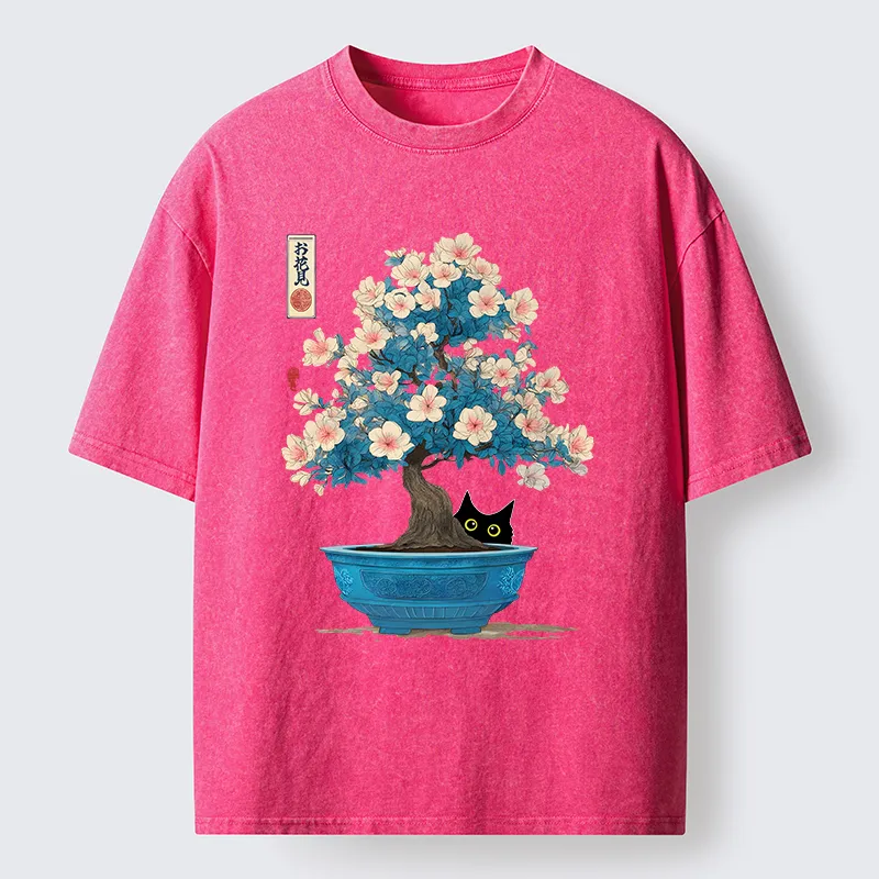 Unisex Japanese Bonsai Art Washed T-Shirt