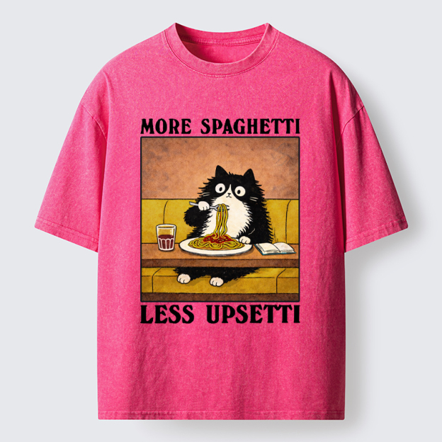 Unisex Unavailable Cat: More Spaghetti Less Upsetti Washed T-Shirt