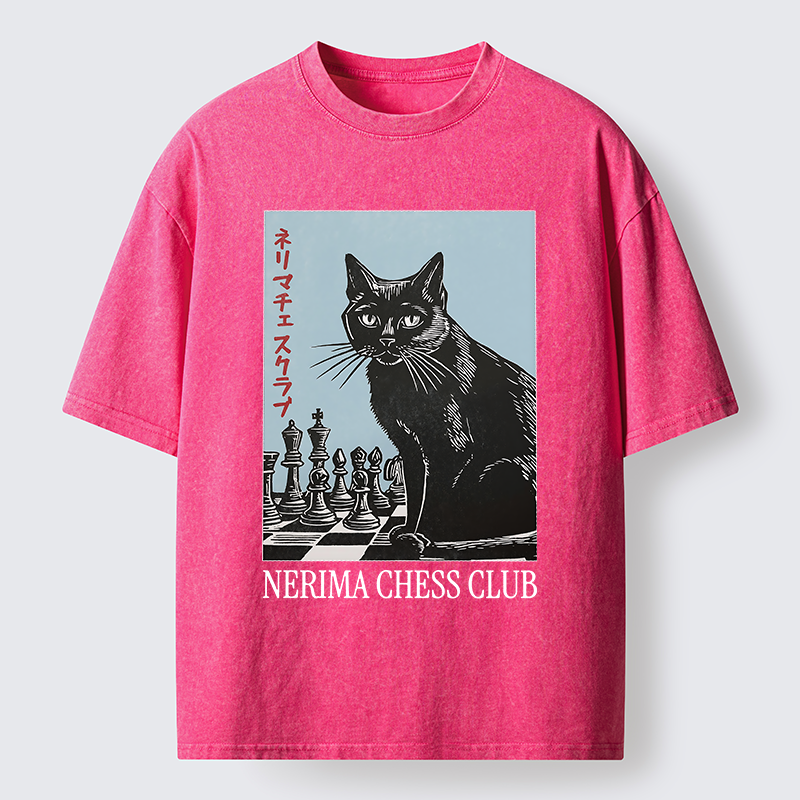 Unisex Chess And Cat Washed T-Shirt