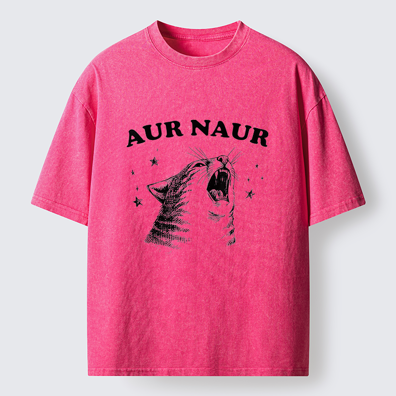Unisex Aur Naur Cat Washed T-Shirt