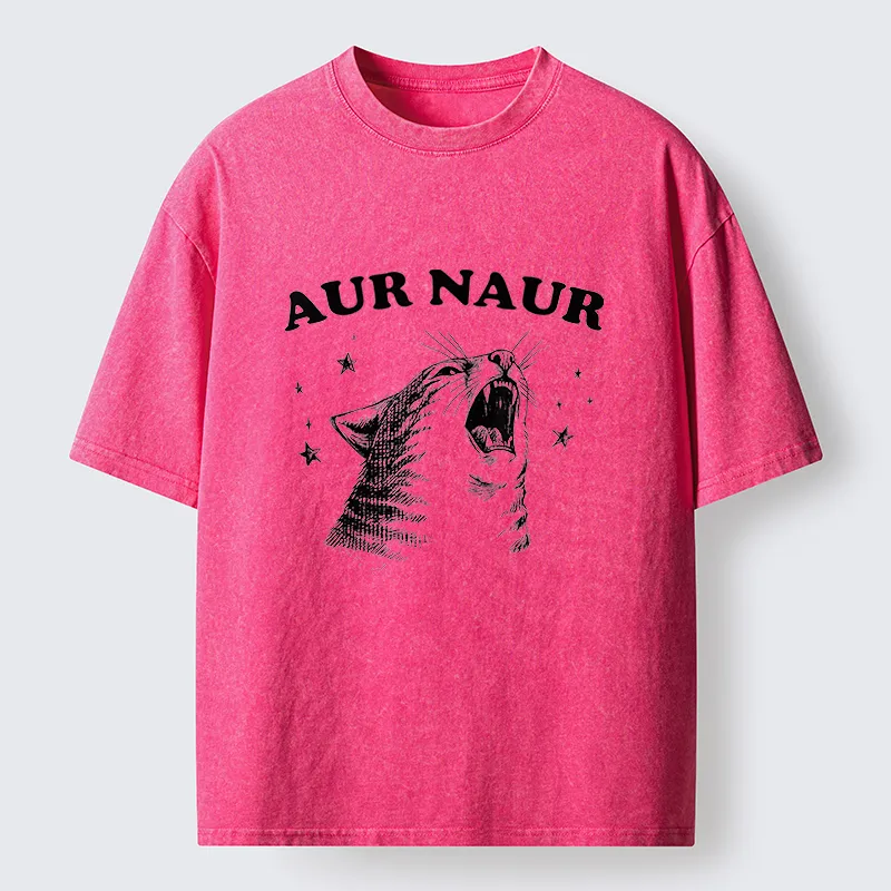 Unisex Aur Naur Cat Washed T-Shirt