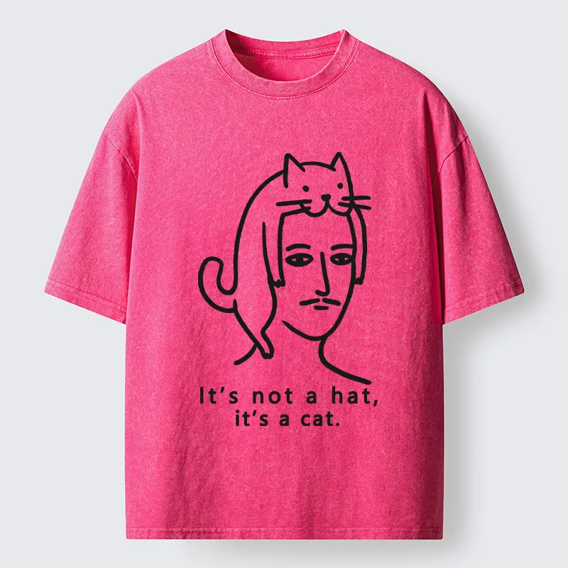 Unisex Not Hat It’s A Cat Washed T-Shirt