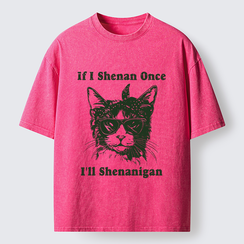 Unisex St. Patrick's Elegant Cat Washed T-Shirt