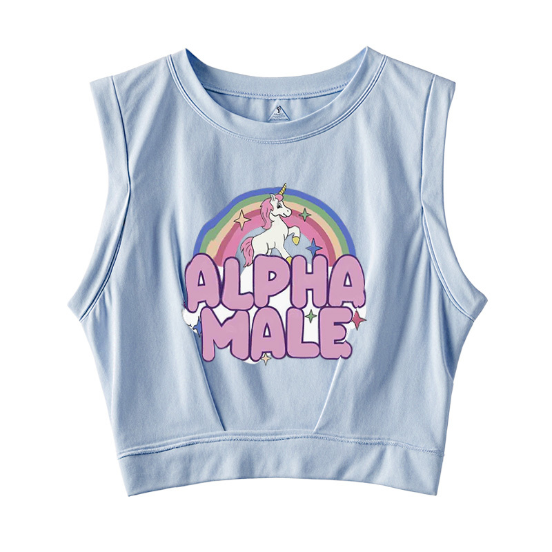 Rainbow Unicorn Alpha Male Sleeveless Crop Top
